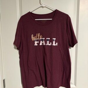 Natural Reflections Burgundy 'Hello Fall' Tee
